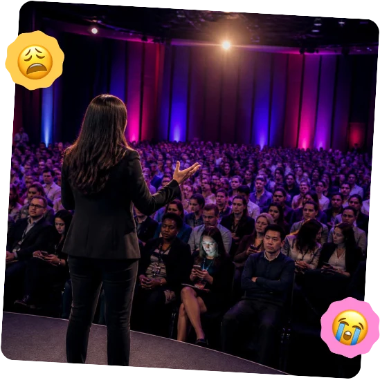 Ponente ante una gran audiencia en una presentación